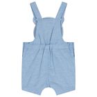 Baby Boys Blue & White Teddy Bear Dungaree Set, 1, hi-res