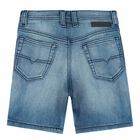 Boys Blue Denim Shorts, 1, hi-res