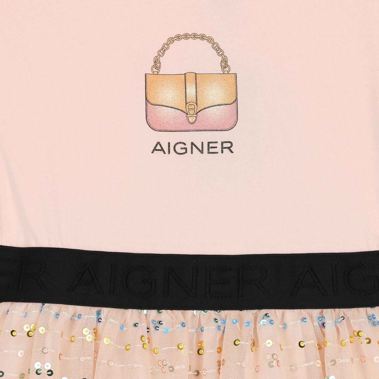 Girls Pink Logo Sequin Dress, 3, hi-res image number null