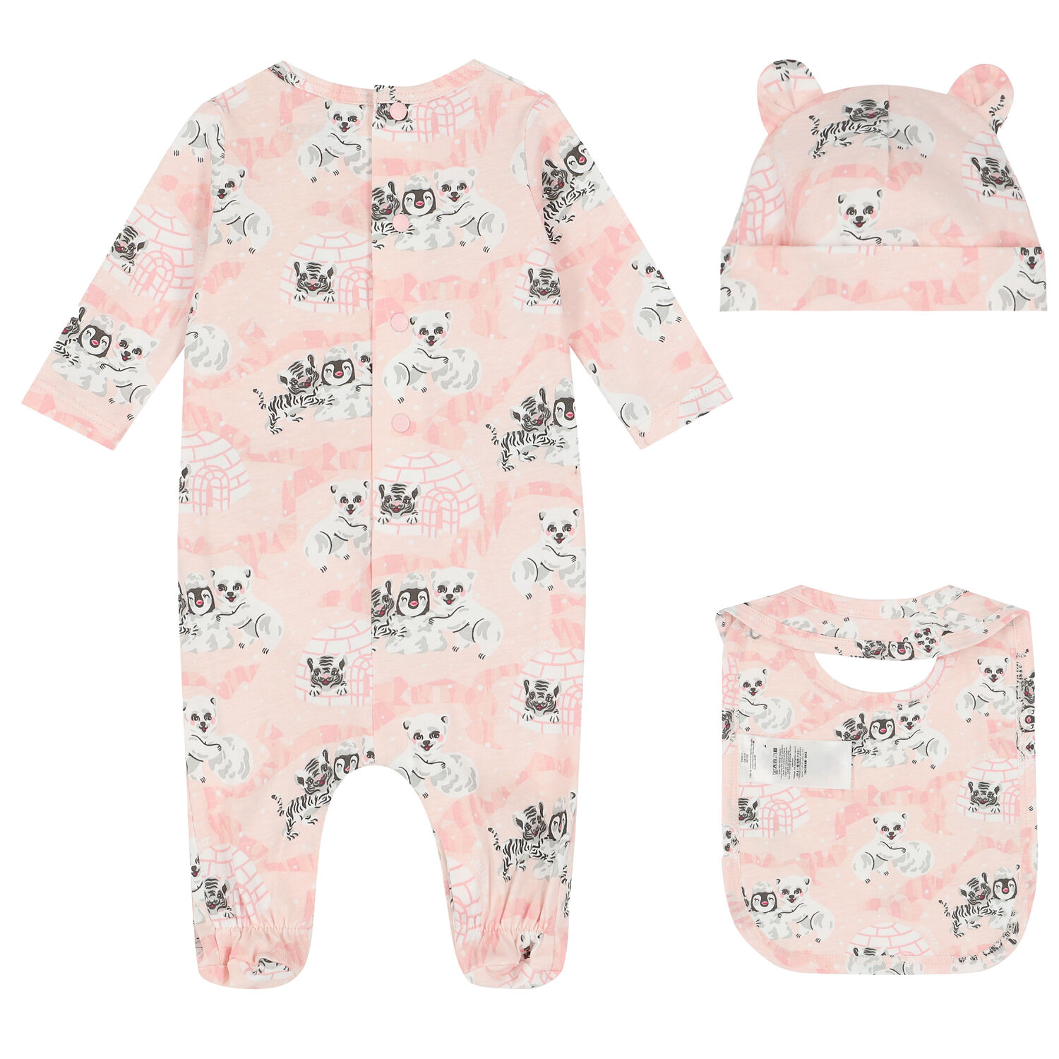 Baby Girls Pink Logo Babygrow Set, 1, hi-res