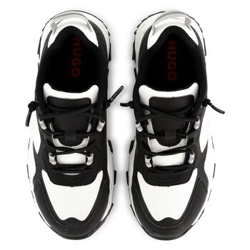 Boys Black & White Logo Trainer