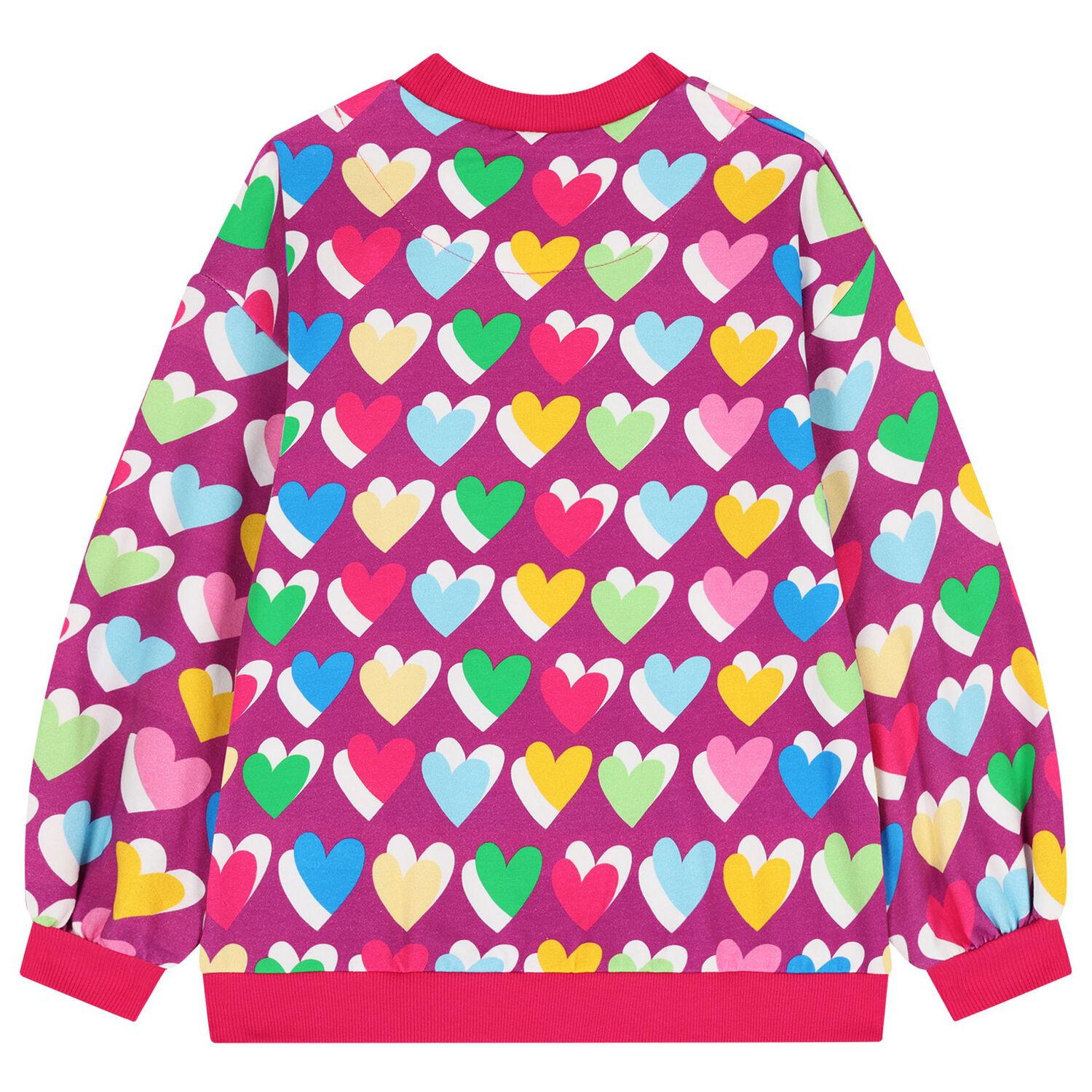 Girls Purple & Pink Heart Sweatshirt, 1, hi-res