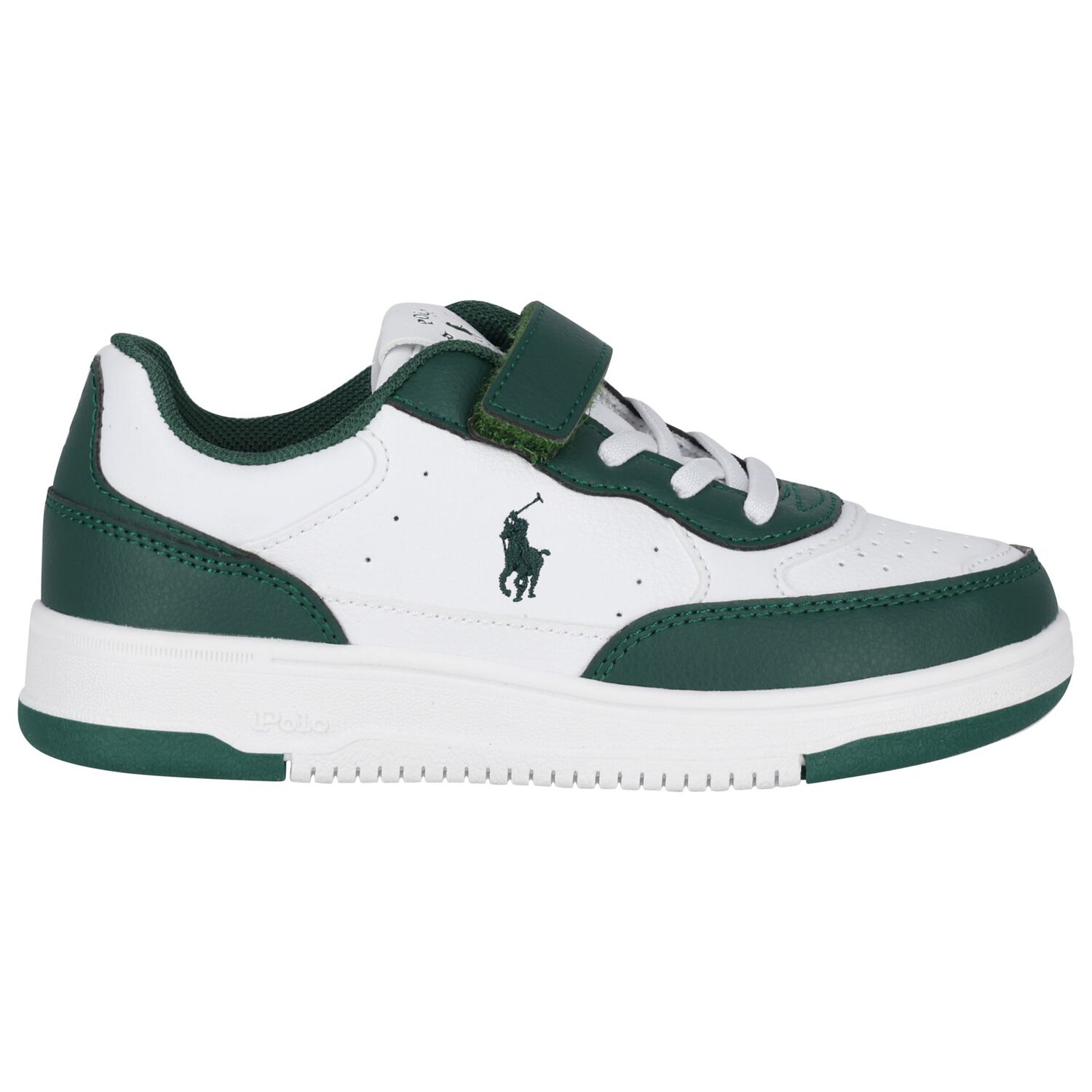 Boys White & Green Logo Trainers, 1, hi-res