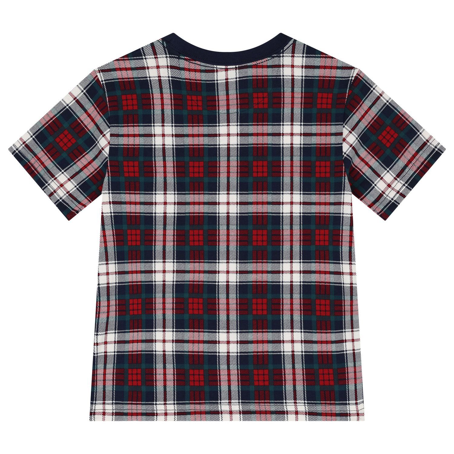 Boys Red & Navy Blue Logo Tartan T-Shirt, 1, hi-res
