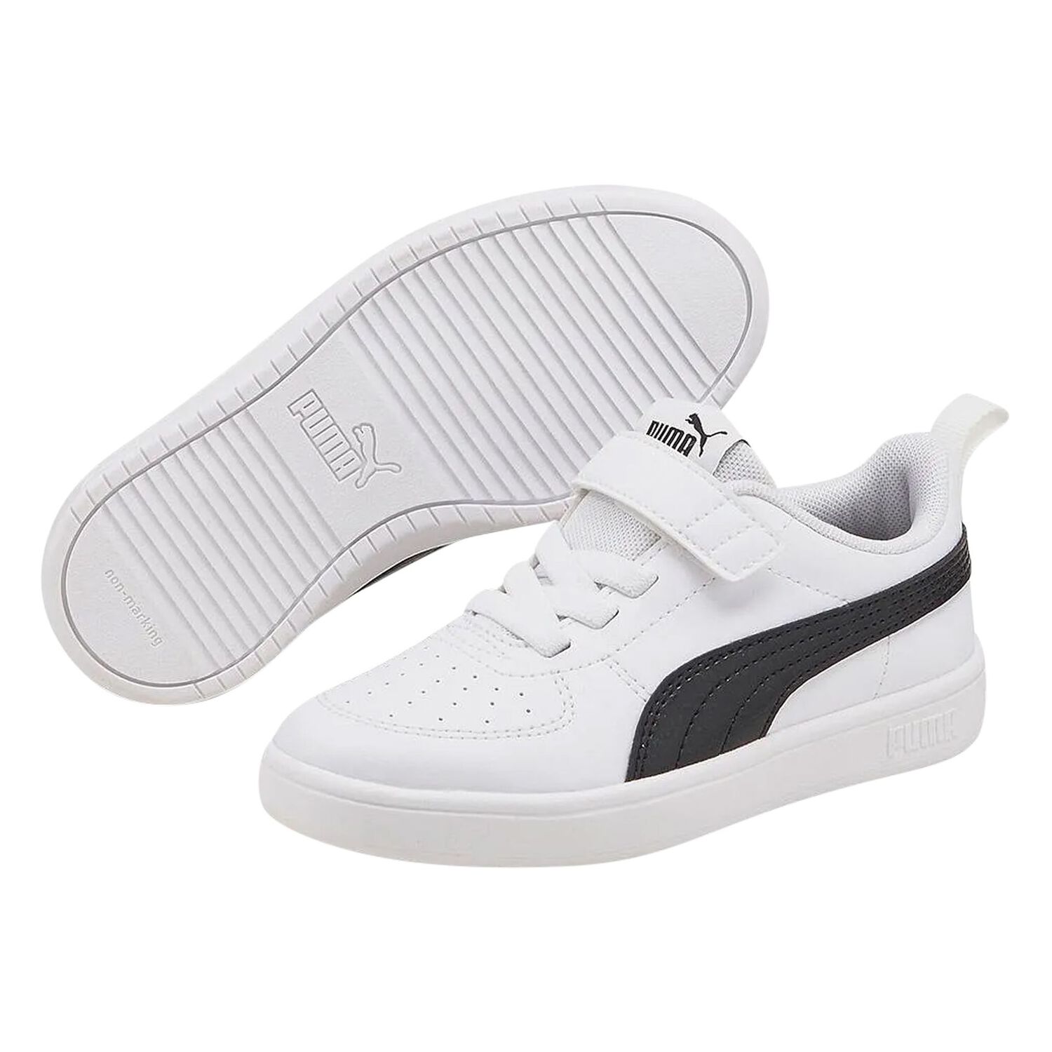 White & Black Rickie Velcro Trainers, 1, hi-res