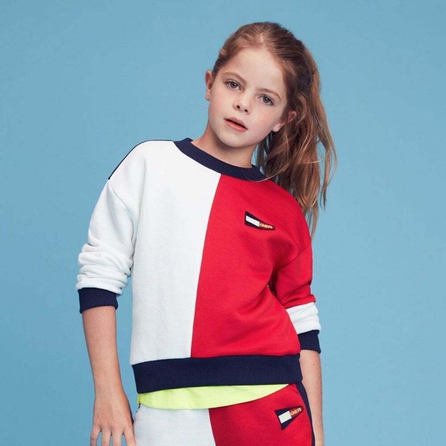 Girls Red, White & Blue Logo Sweatshirt, 1, hi-res image number null