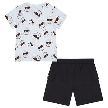 Boys Blue & Black Ikonik Shorts Set