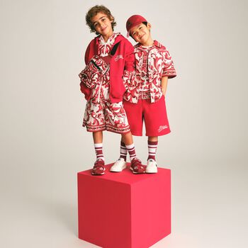 Boys White & Red Majolica Swim Shorts