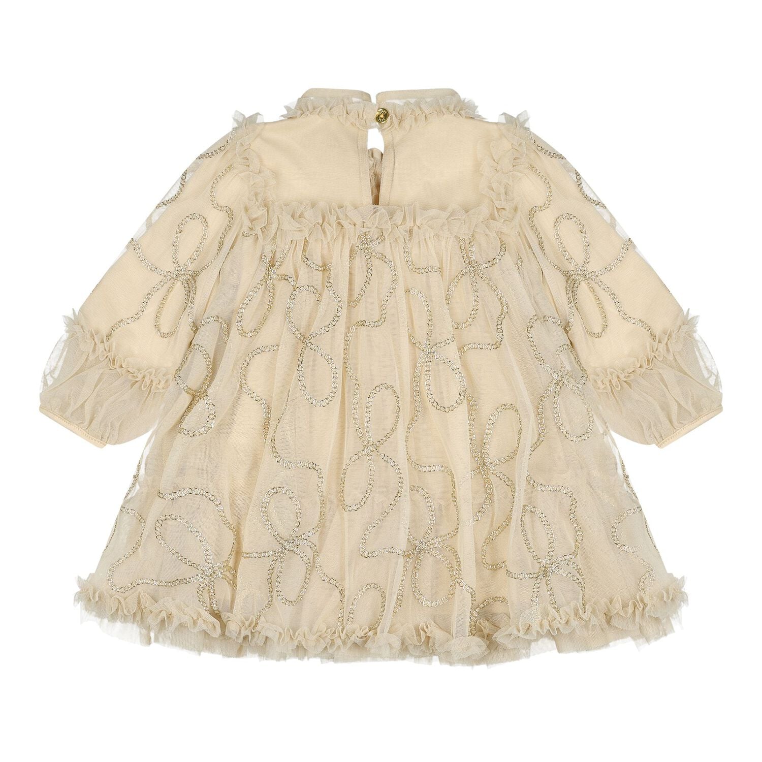 Baby Girls Beige 3D Chain Tulle Hazel Dress, 1, hi-res
