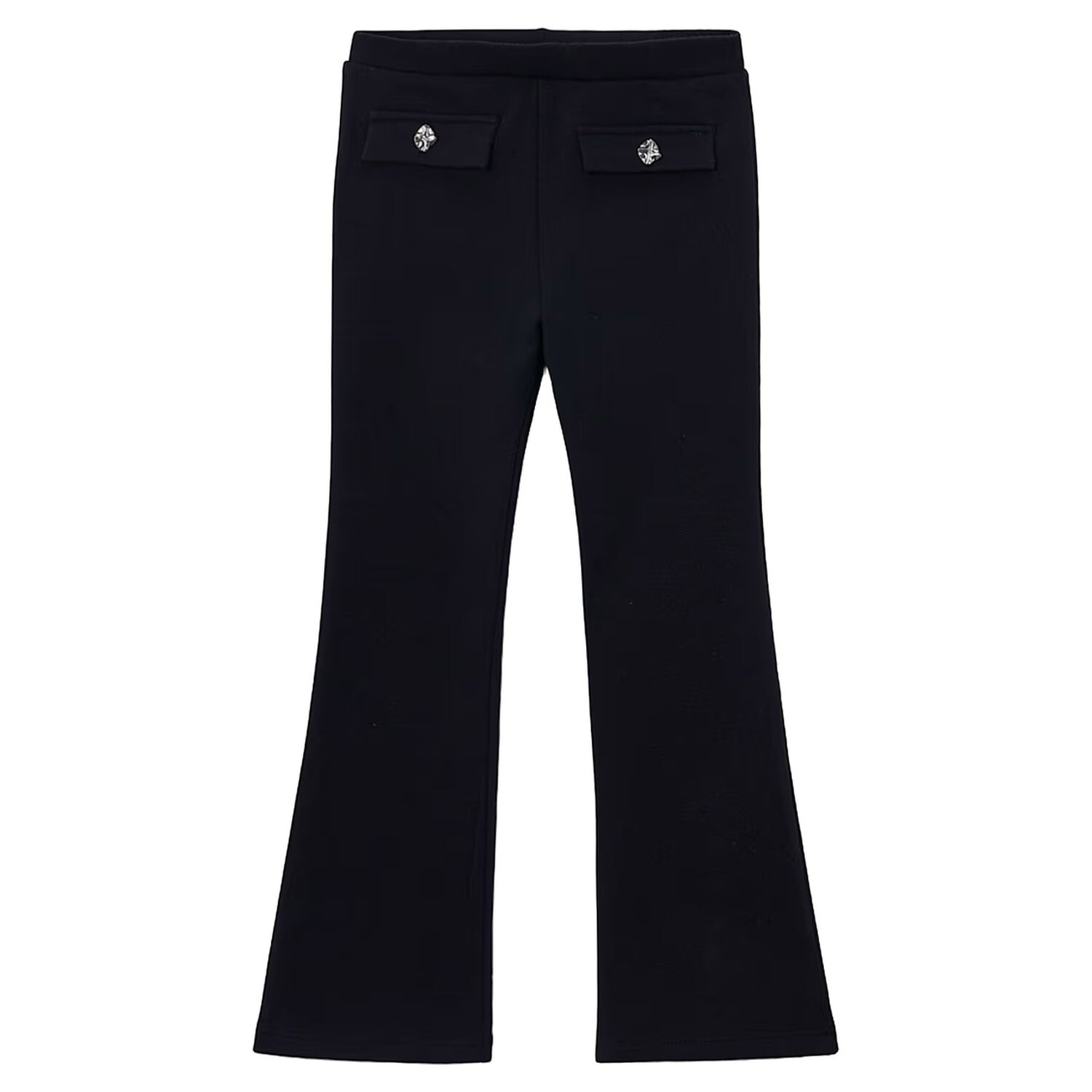 Girls Black Flared Leggings, 1, hi-res