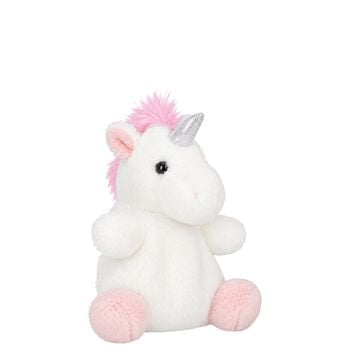 Girls White & Pink Palm Pals Sassy Unicorn Soft Toy ( 13CM )