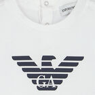 Younger Boys White Logo Long Sleeve Top, 1, hi-res