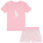 Girls Pink & White Logo Pyjamas, 1, hi-res