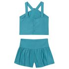 Girls Blue Flower Shorts Set, 1, hi-res