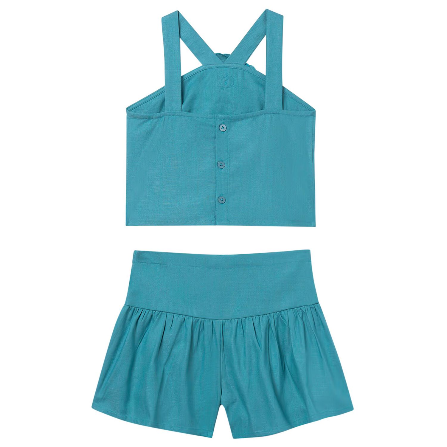 Girls Blue Flower Shorts Set, 1, hi-res