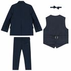 Boys Navy Blue Suit Set (4 Piece Set), 1, hi-res