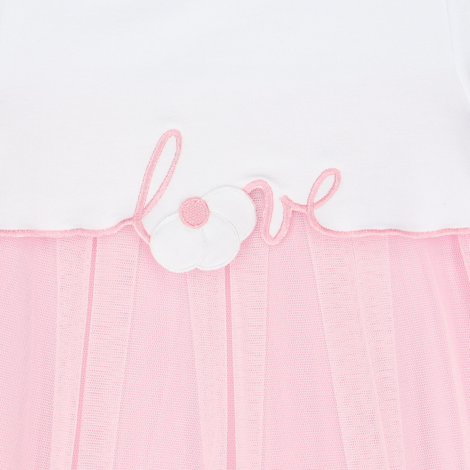 Younger Girls White & Pink Tulle Dress, 1, hi-res