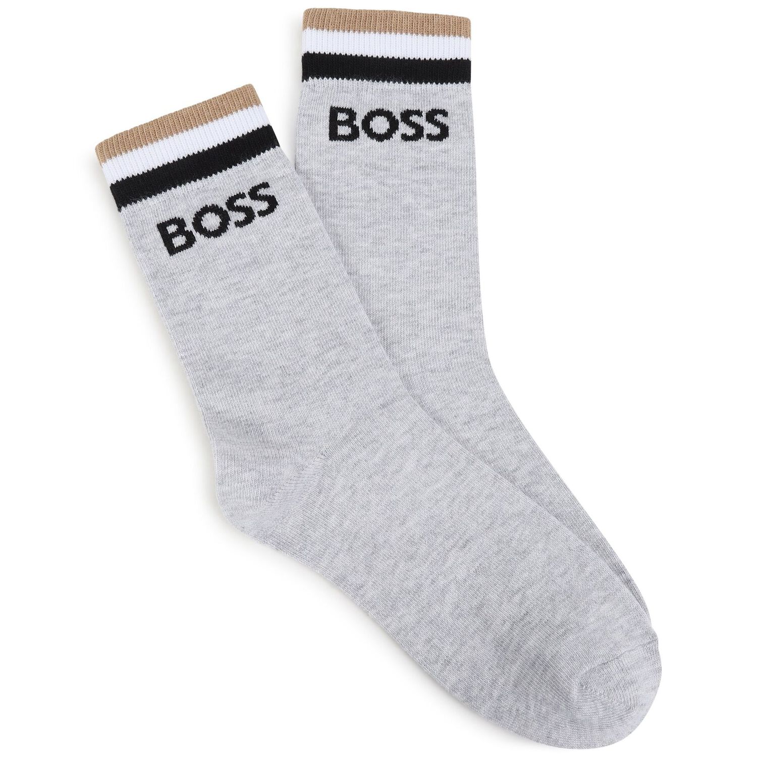 Boys White & Grey Logo Socks ( 2-Pack ), 1, hi-res image number null