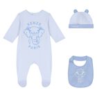Baby Boys Blue Elephant Logo Babygrow Gift Set, 2, hi-res