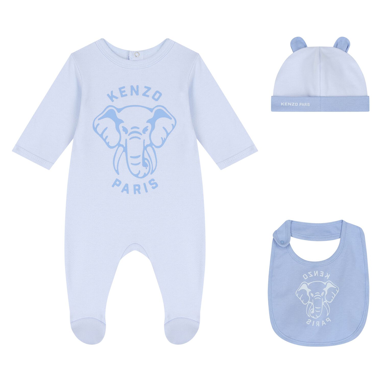 Baby Boys Blue Elephant Logo Babygrow Gift Set, 2, hi-res
