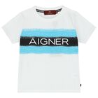 Younger Boys White Logo T-Shirt, 1, hi-res