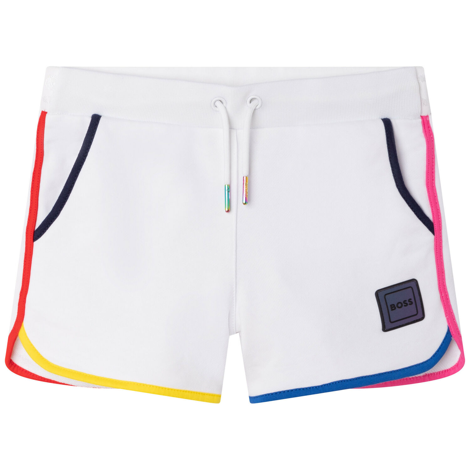 Girls White Logo Shorts, 1, hi-res
