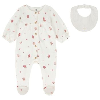 Baby Girls Ivory Floral Babygrow Gift Set