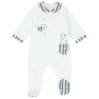 White & Navy Blue Bear Babygrow, 3, hi-res