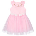 Girls Pink Satin & Tulle Dress, 1, hi-res