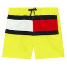 Boys Yellow Logo Swim Shorts, 3, hi-res