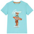Boys Aqua Teddy Bear Logo T-Shirt, 1, hi-res
