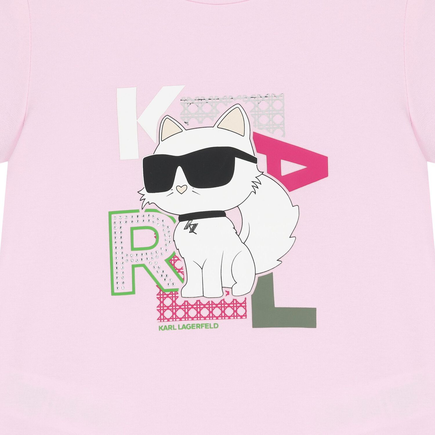 Girls Pink Choupette Logo T-Shirt, 2, hi-res