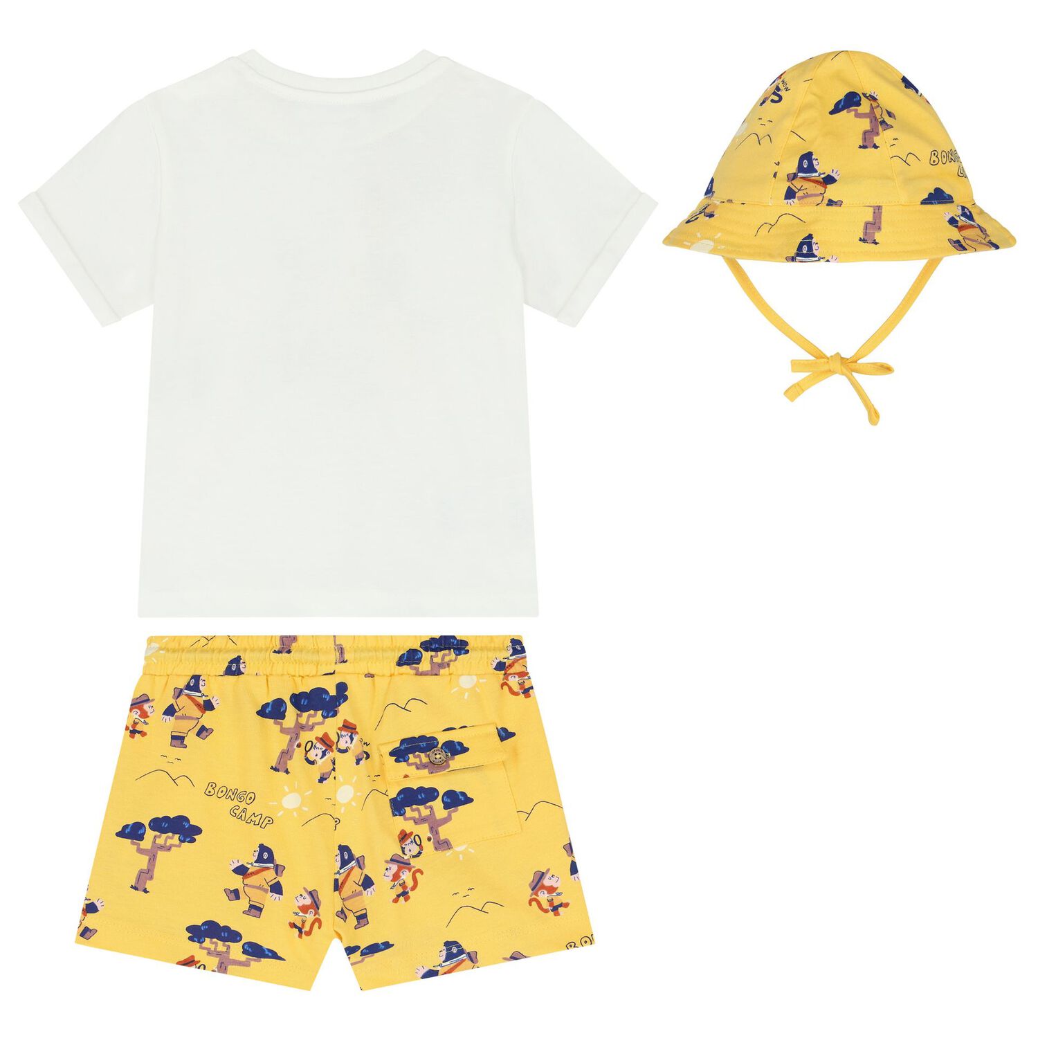 Younger Boys White & Yellow Shorts Set, 1, hi-res