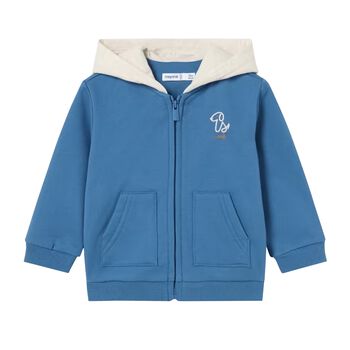 Younger Boys Blue Hooded Zip Up Top