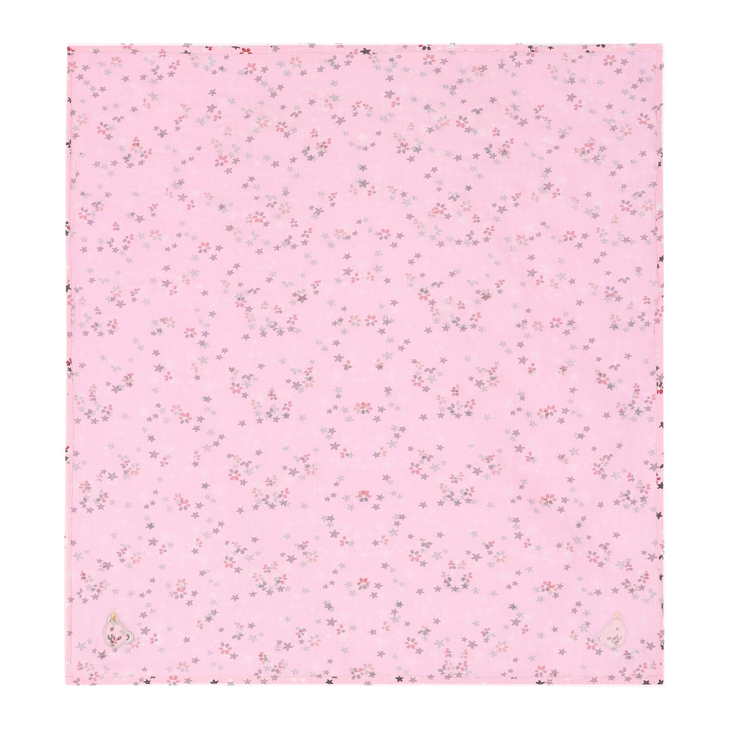 Baby Girls Pink & White Teddy Muslins, 1, hi-res