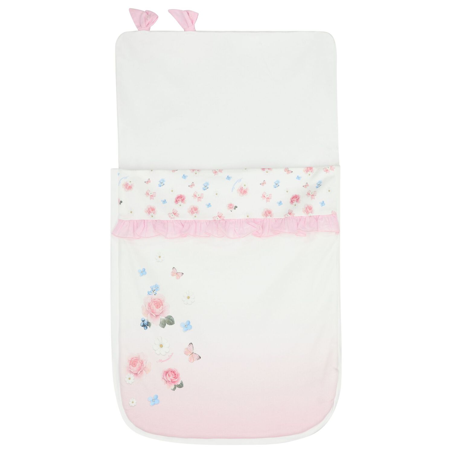 Baby Girls White & Pink Ruffled Floral Nest, 1, hi-res