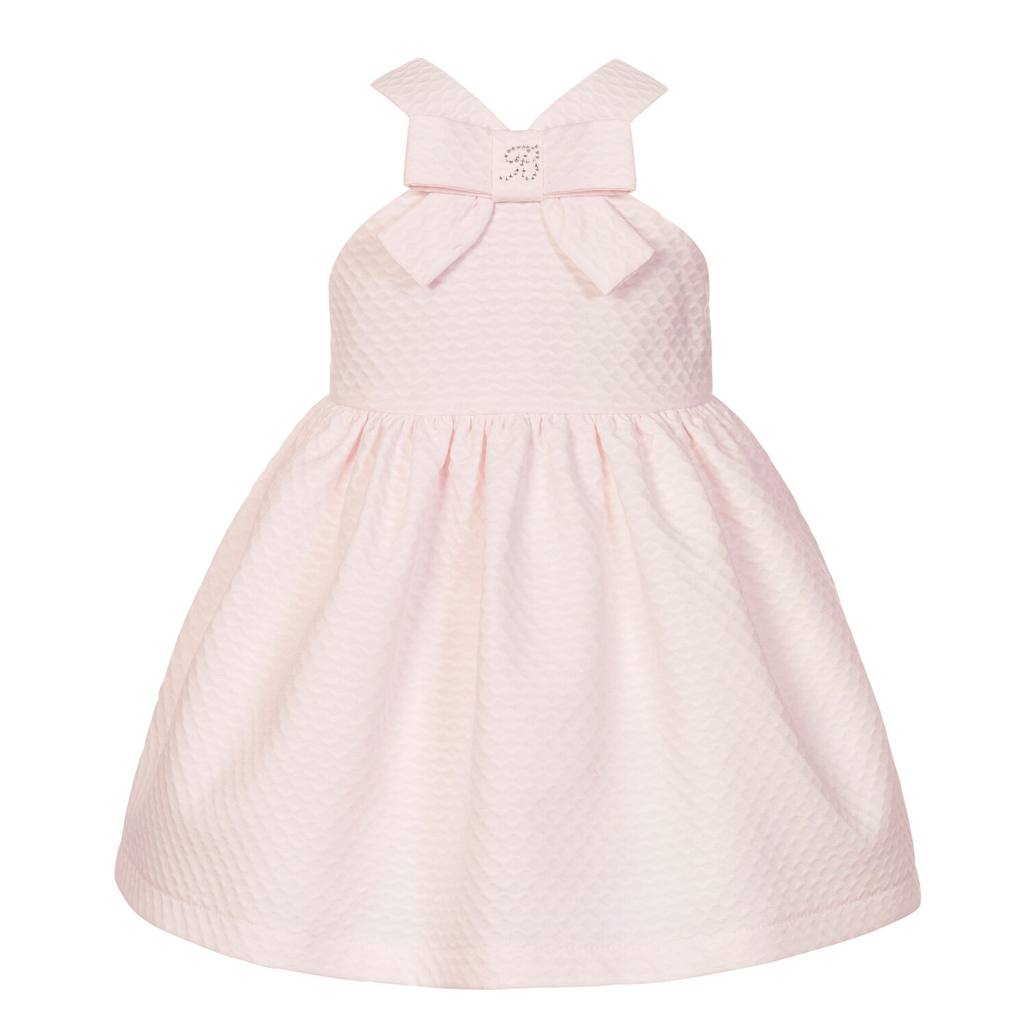 Girls Pink Bow Dress, 1, hi-res
