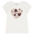 Girls Ivory Heart T-Shirt, 1, hi-res