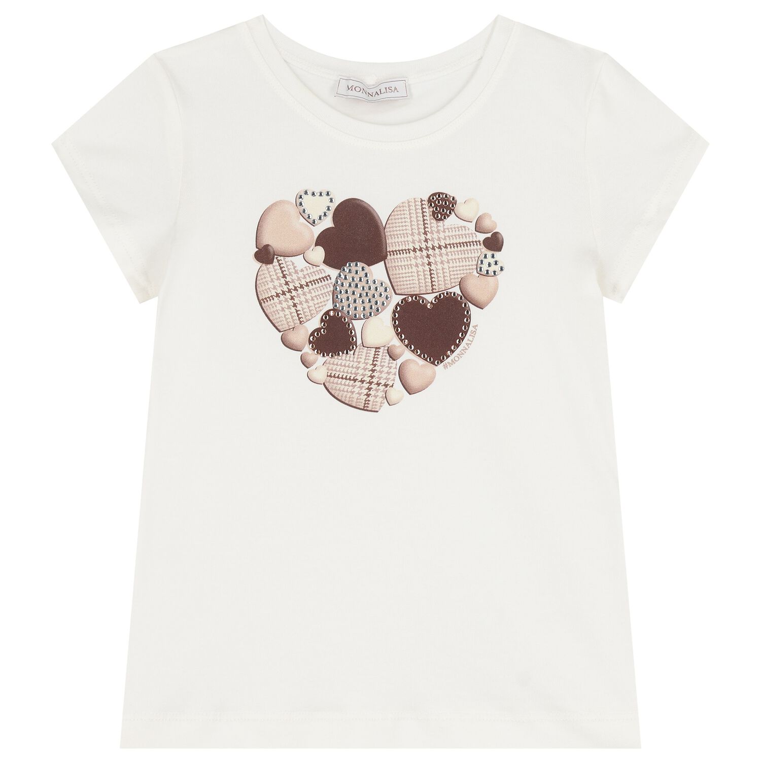 Girls Ivory Heart T-Shirt, 1, hi-res