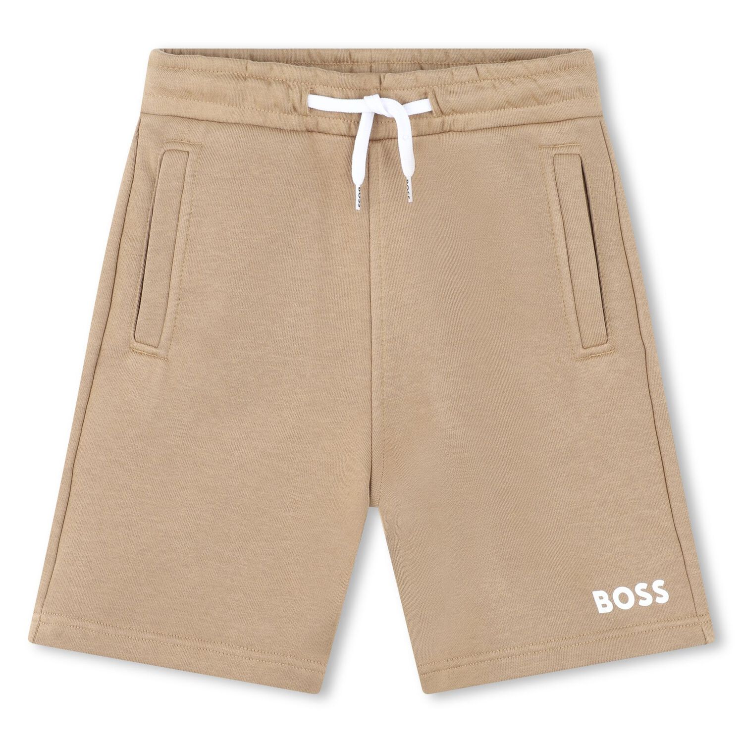 Boys Beige Logo Shorts, 3, hi-res