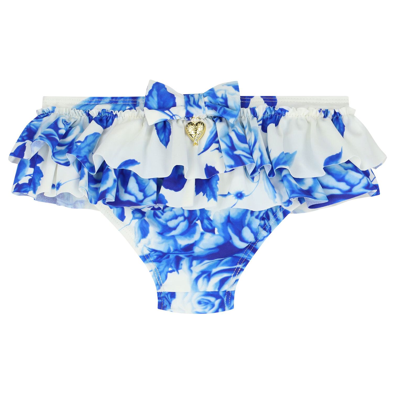 Girls White & Blue Floral Bikini, 2, hi-res