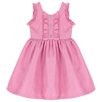 Girls Pink Jacquard Dress