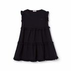 Girls Navy Blue Frill Dress, 1, hi-res