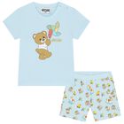 Blue Teddy Bear Logo Shorts Set, 1, hi-res