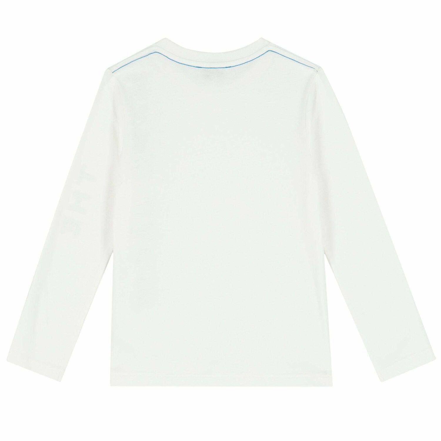 Boys Ivory White Logo Long Sleeve Top, 1, hi-res