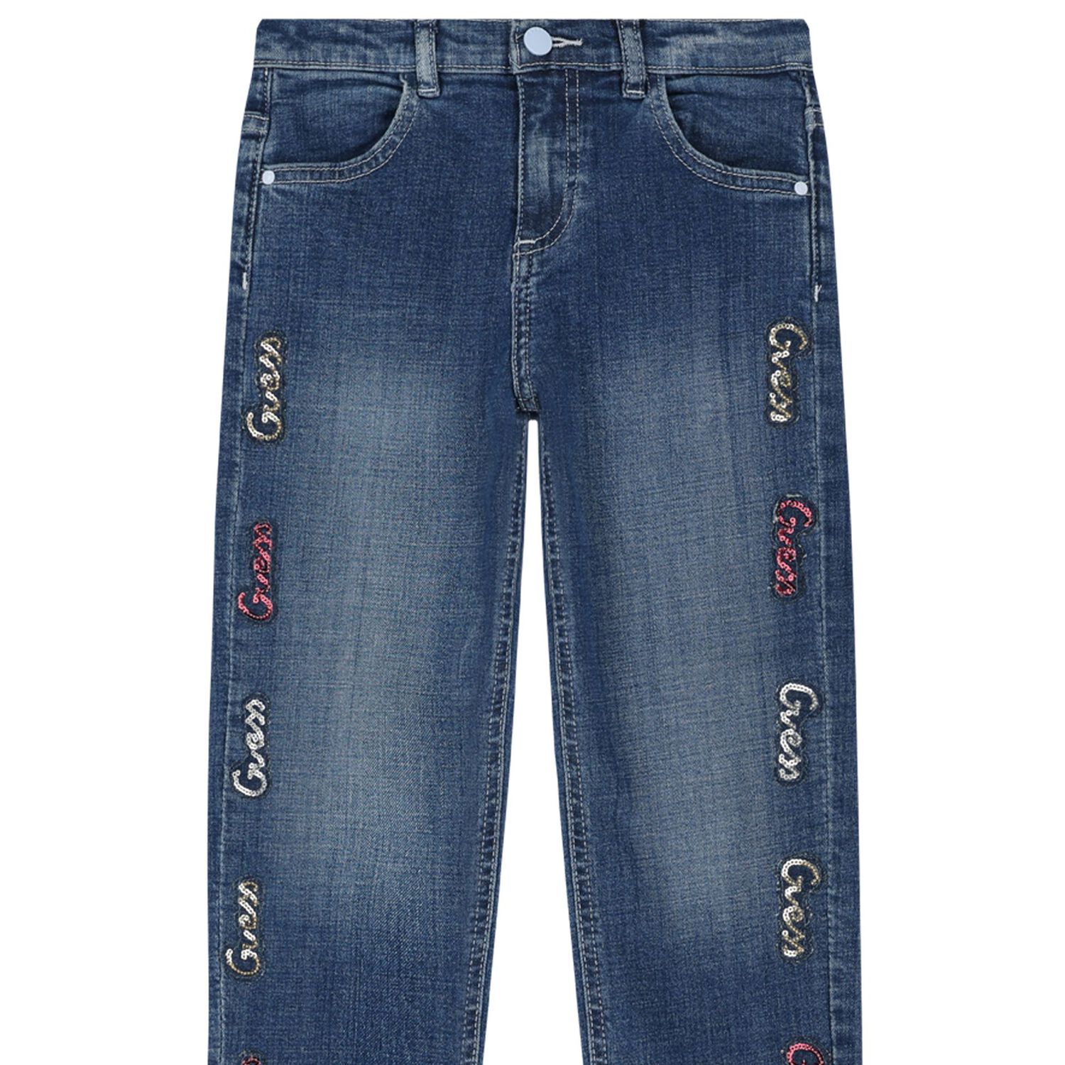 Girls Blue Logo Denim Jeans, 1, hi-res image number null