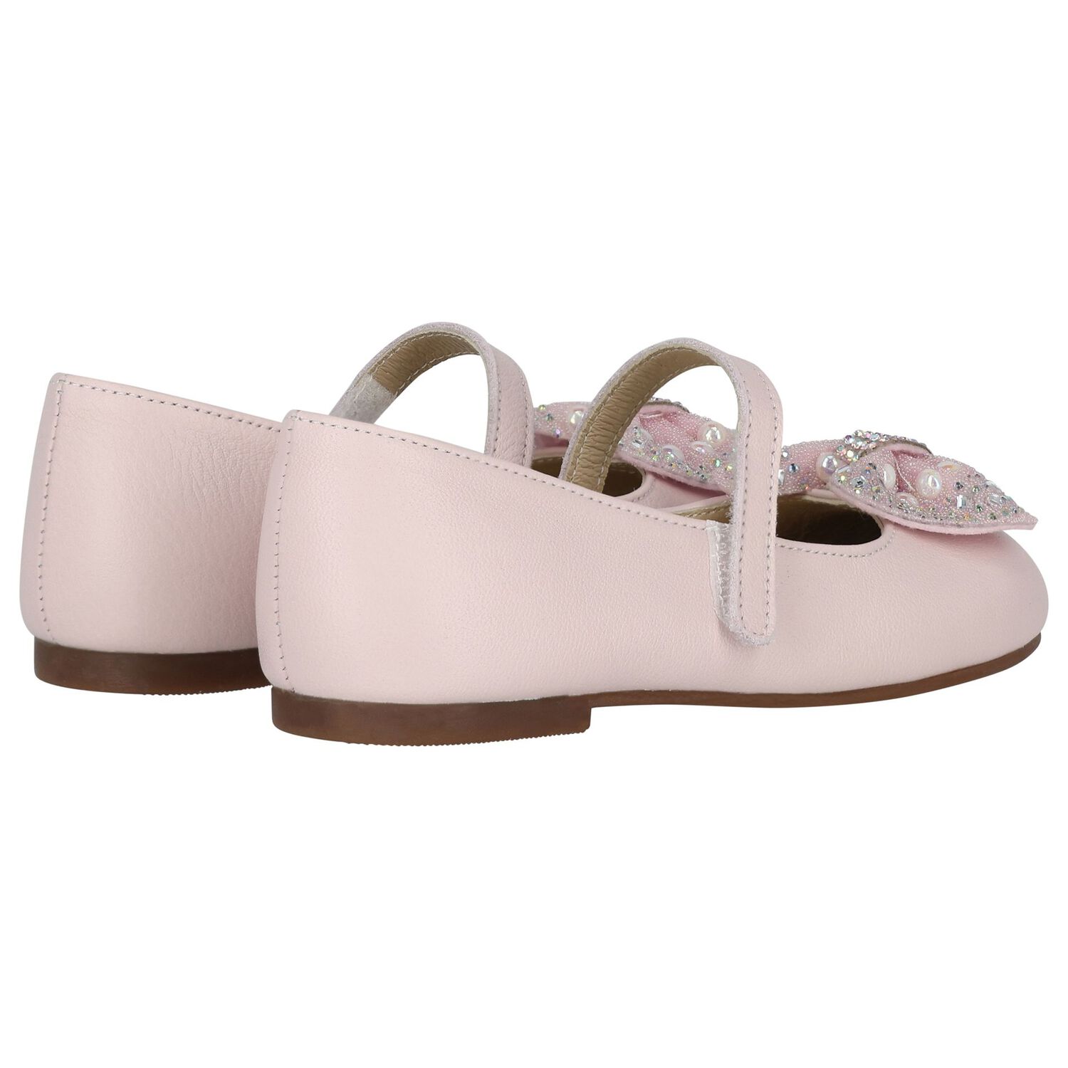 Girls Pink Ballerina Diamante Shoes, 2, hi-res image number null