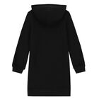 Girls Black Logo Hooded Dress, 1, hi-res