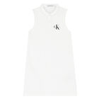 Girls White Logo Sleeveless Polo Dress, 1, hi-res
