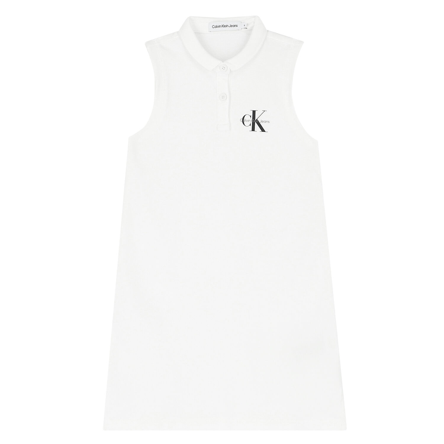 Girls White Logo Sleeveless Polo Dress, 1, hi-res